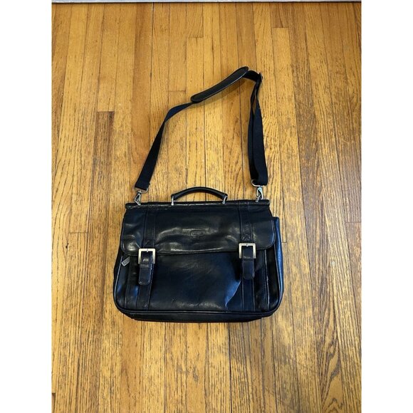 Culture Phit Briefcase Leather Black Flapover Laptop Messenger Bag 2527521